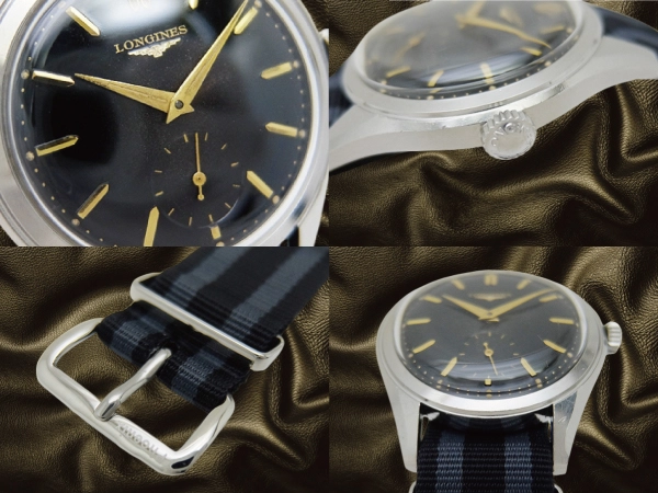 ロンジン スモールセコンド Ref.6555 Cal.12.68Z SS 37mm ビックケース ブラックミラーダイヤル 手巻き LONGINES [代行おまかせコース]