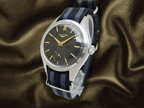 ロンジン スモールセコンド Ref.6555 Cal.12.68Z SS 37mm ビックケース ブラックミラーダイヤル 手巻き LONGINES [代行おまかせコース]