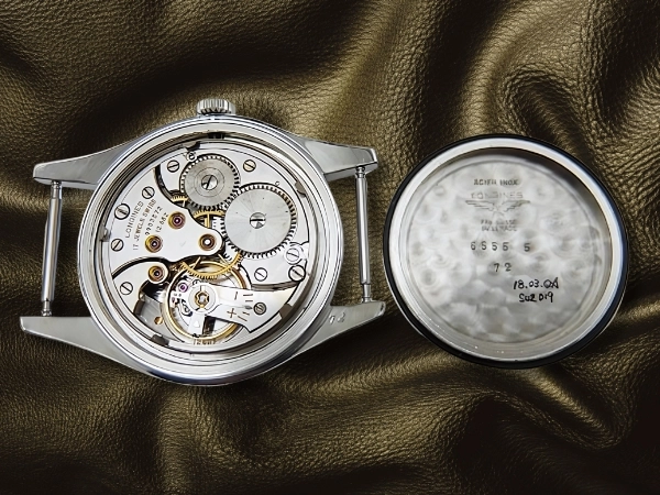 ロンジン スモールセコンド Ref.6555 Cal.12.68Z SS 37mm ビックケース ブラックミラーダイヤル 手巻き LONGINES [代行おまかせコース]