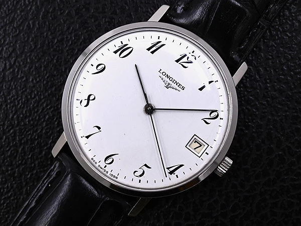 ロンジン LONGINES ラウンド 手巻き エレガントなホワイトアラビックダイアル Cal.6952 ゼロハック機能 良品