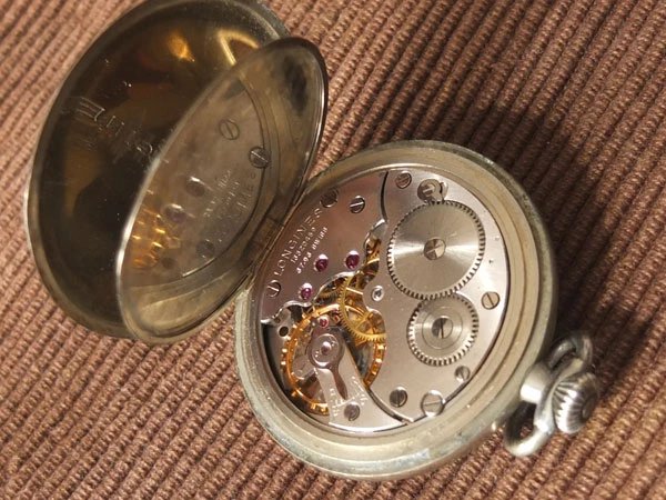 ロンジン LONGINES 懐中時計 手巻 ニッケルケース ブルースチール針 全数字アラビア文字盤 初期モデル