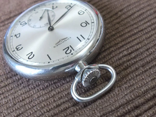 ロンジン LONGINES 懐中時計 手巻 SSケース 全数字アラビア文字盤 初期モデル