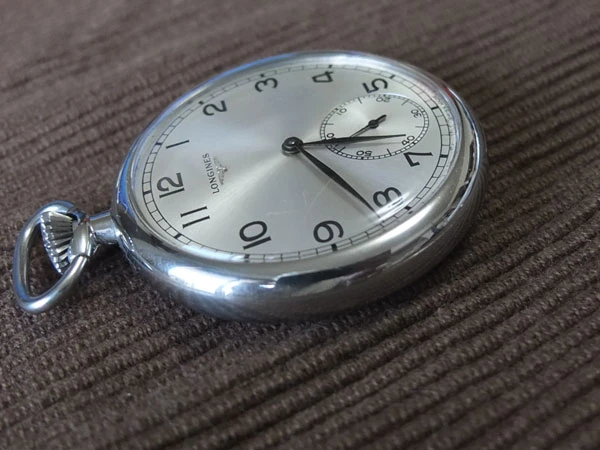 ロンジン LONGINES 懐中時計 手巻 SSケース 全数字アラビア文字盤 初期モデル