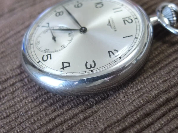 ロンジン LONGINES 懐中時計 手巻 SSケース 全数字アラビア文字盤 初期モデル