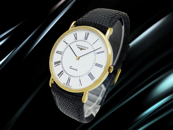 ロンジン クラシック 薄型ドレスウォッチ Ref.6951-5 GP/SS ホワイトダイヤル 社外レザー+ロンジン尾錠装着 BOX付属 クオーツ LONGINES QUARTZ [代行おまかせコース]