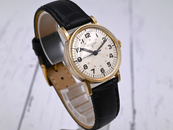 ロンジン ミリタリー調 パイロットウオッチ Cal.12L搭載 L&Kシリンダーケース 10KGF シルバー 24H表記 Vintage Longines