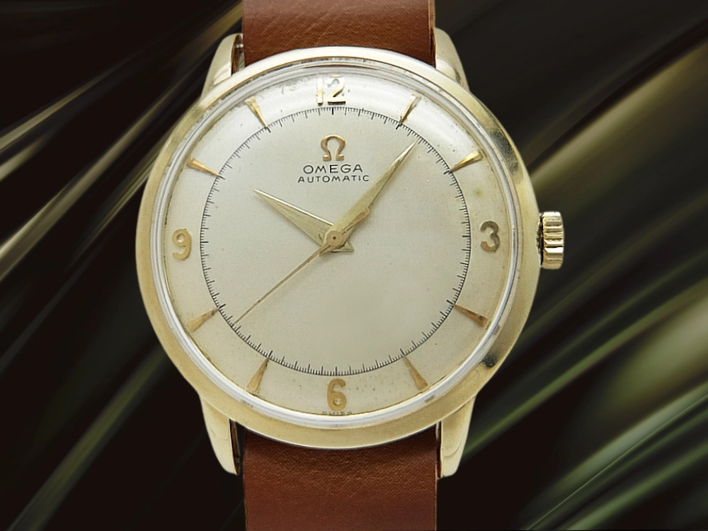 オメガ ハーフローター式オートマチック Ref.G651 Wadsworth社製 重量28g 14K GOLD Cal.351 シルバーダイヤル 社外引き通しベルト OMEGA [代行おまかせコース]