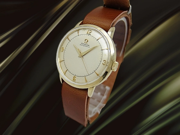 オメガ ハーフローター式オートマチック Ref.G651 Wadsworth社製 重量28g 14K GOLD Cal.351 シルバーダイヤル 社外引き通しベルト OMEGA [代行おまかせコース]