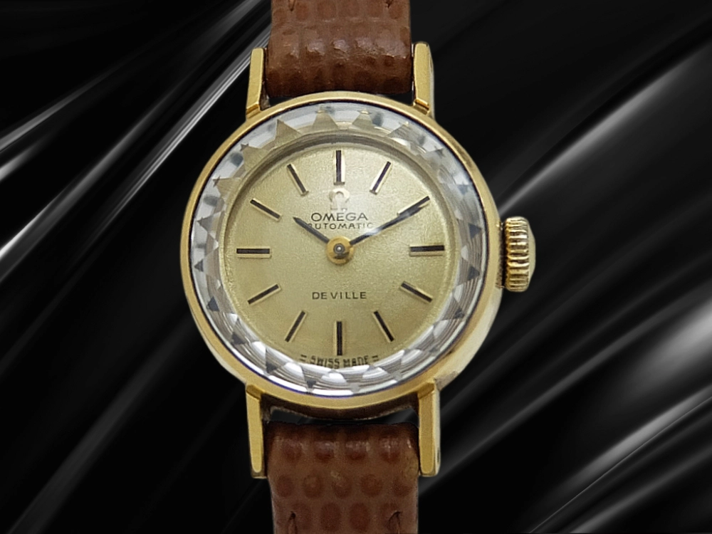 オメガ デビル レディース Ref.551.038 Cal.661 GP/SS カットガラス ゴールドダイヤル オートマチック OMEGA DE VILLE [代行おまかせコース]