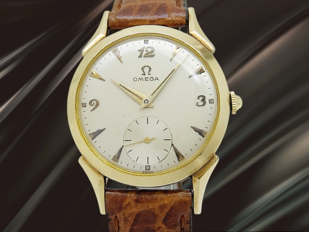 オメガ スモールセコンド Ref.B-6237 17石 Cal.410 14K GOLD FILLED ドッグレッグラグ シルバーダイヤル 社外ベルト装着 手巻き OMEGA Small Second [代行おまかせコース]