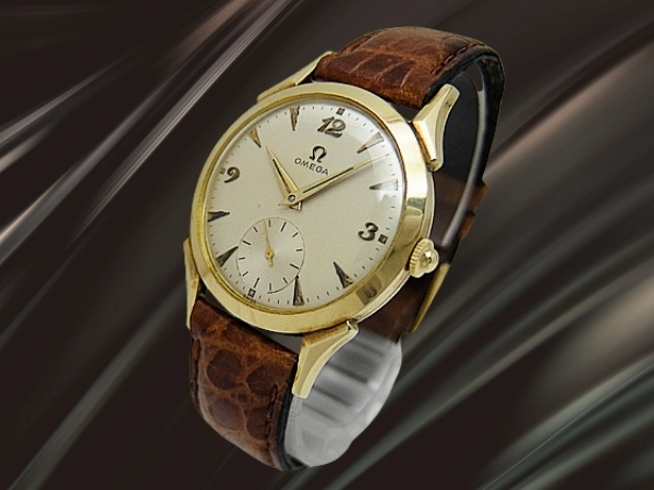 オメガ スモールセコンド Ref.B-6237 17石 Cal.410 14K GOLD FILLED ドッグレッグラグ シルバーダイヤル 社外ベルト装着 手巻き OMEGA Small Second [代行おまかせコース]