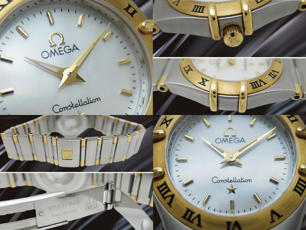 オメガ コンステレーション SS/YG ホワイトシェルダイヤル コンビブレス装着 レディース クオーツ BOX付属 OMEGA Constellatio﻿n [代行おまかせコース]