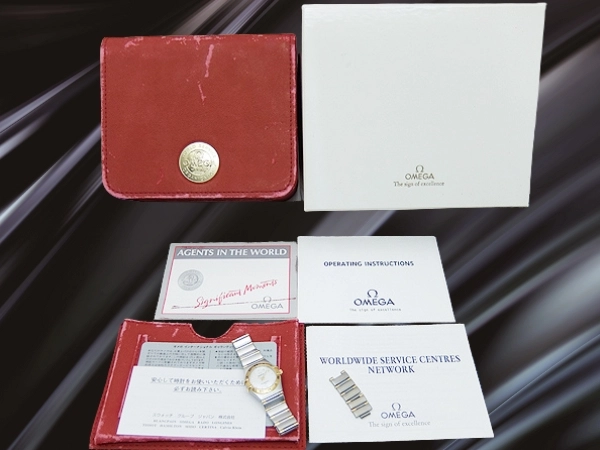 オメガ コンステレーション SS/YG ホワイトシェルダイヤル コンビブレス装着 レディース クオーツ BOX付属 OMEGA Constellatio﻿n [代行おまかせコース]