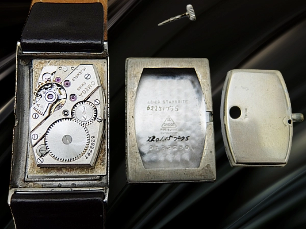 オメガ レクタンギュラー 15石 Cal.T17  エイジングダイヤル 手巻き OMEGA [代行おまかせコース]