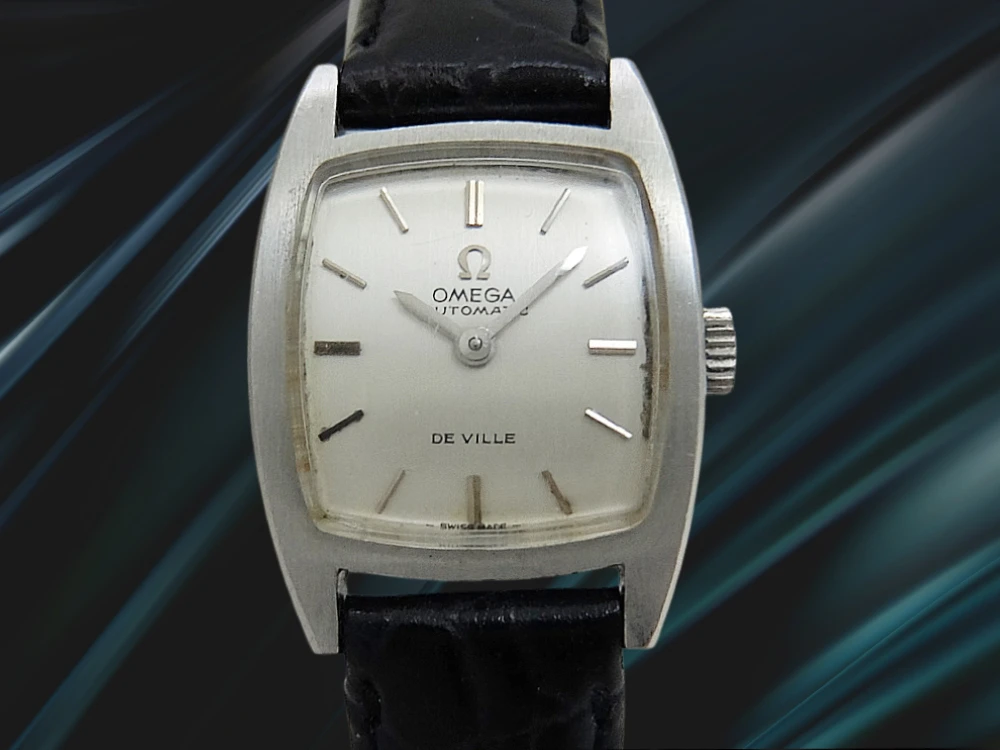 オメガ デビル レディース Ref.551.050 Cal.661 SS トノー シルバーダイヤル 社外ブラックレザー装着 オートマチック OMEGA DE VILLE [代行おまかせコース]