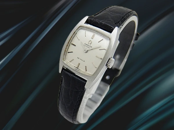 オメガ デビル レディース Ref.551.050 Cal.661 SS トノー シルバーダイヤル 社外ブラックレザー装着 オートマチック OMEGA DE VILLE [代行おまかせコース]