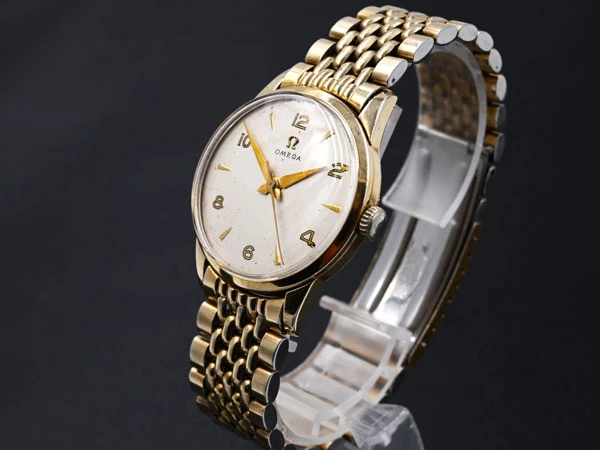 オメガ OMEGA ラウンドモデル 手巻き 30mmキャリバー Cal.283 14KGF 変則アラビック ホワイトダイアル 7連ライスブレス Vintage