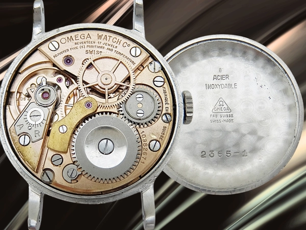 オメガ 30mmキャリバー クロノメーター Cal.30T2 SC Rg ステンレススチール ツートンセクターダイヤル 社外レザー装着 手巻き OMEGA 30mm CHRONOMETRE [代行おまかせコース]