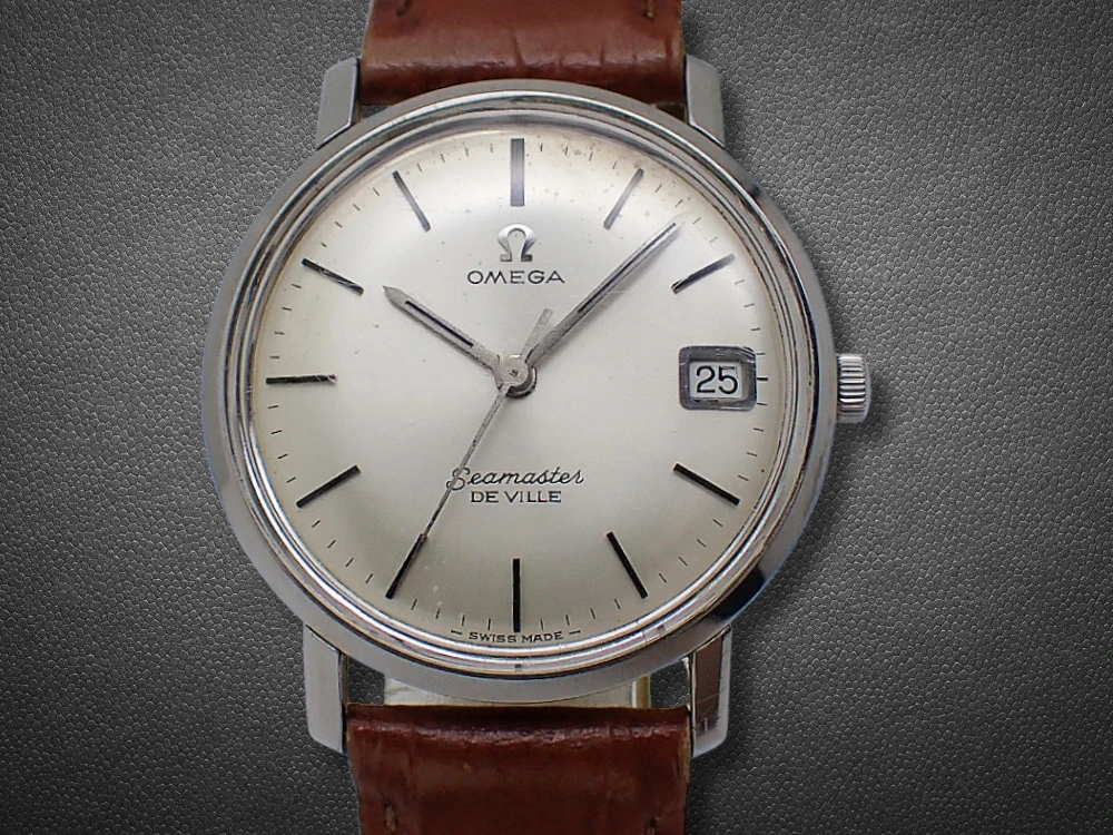 オメガ シーマスター デビル SS ユニシェルケース シルバーダイヤル 社外レザー装着 手巻き OMEGA Seamaster DE VILLE [代行おまかせコース]