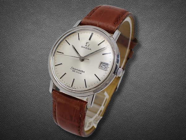 オメガ シーマスター デビル SS ユニシェルケース シルバーダイヤル 社外レザー装着 手巻き OMEGA Seamaster DE VILLE [代行おまかせコース]