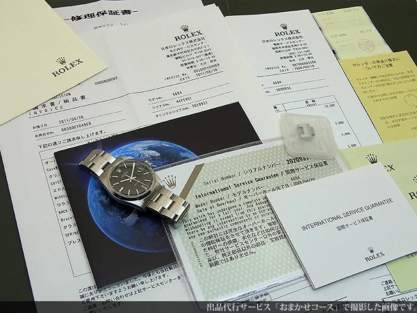 ロレックス ROLEX オイスターデイト Ref.6694 ミラーブラックダイヤル仕様 手巻き 国際サービス保証書・日ロレ納品書付属