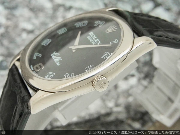 ロレックス ROLEX チェリーニ ダナオス D品番 18KWG 金無垢 クッション型ケース 黒文字盤 アラビアインデックス Ref.4233/9 Cal.1602搭載 手巻き 日ロレ見積書・BOX等付属