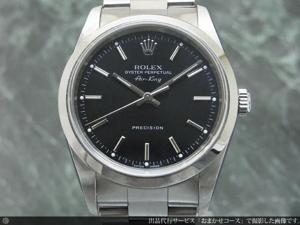 ロレックス ROLEX オイスターパーペチュアル エアキング プレシジョン ブラックミラーダイヤル Ref.14000M Cal.3130 オートマチック 保証書・BOX等付属