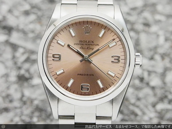 ロレックス ROLEX オイスターパーペチュアル エアキング サーモンピンク文字