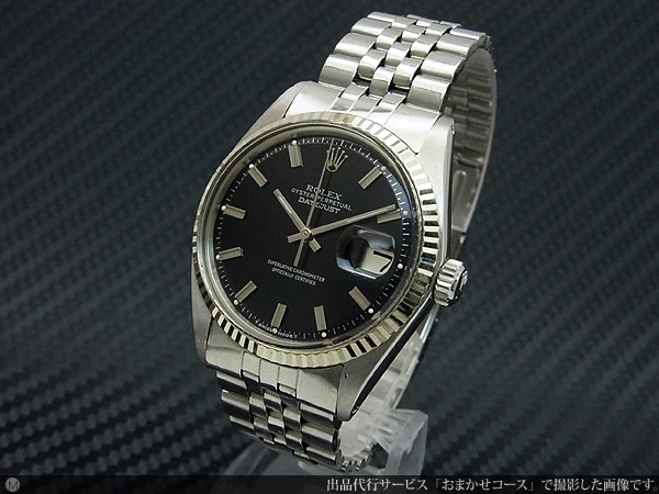 ロレックス ROLEX オイスターパーペチュアル デイトジャスト Ref.1601 精悍なブラックダイヤル 名機1570搭載 ジュビリーブレス仕様 オートマチック 国際サービス保証書付属