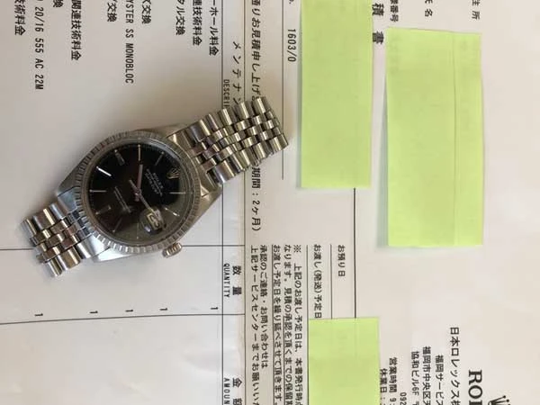 ROLEX ロレックス デイトジャスト Ref.1603 ブラックダイヤル 自動巻き 日本ロレックスOH見積書付属