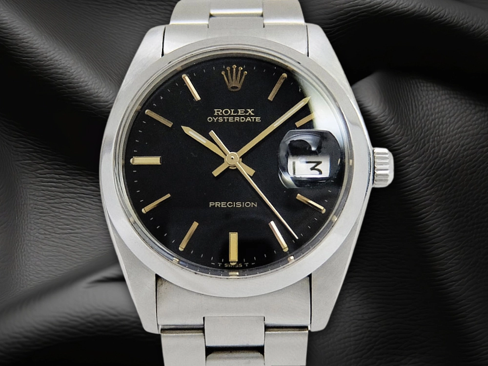 ロレックス オイスターデイト Ref.6694 Cal.1225 SS ブラックダイヤル 3連ハードブレス 手巻き BOX・ギャラ付属 ROLEX OYSTER DATE PRECISION [代行おまかせコース]