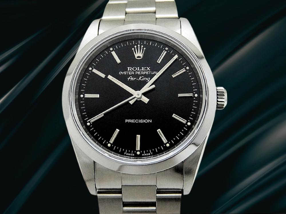 ロレックス エアキング Ref.14000 27石 Cal.3000 SS ブラックダイヤル 3連ハードブレスレット オートマチック 2025年OH済 BOX・ギャラ・日本ロレックス修理明細付属 ROLEX OYSTER PERPETUAL Air-King [代行おまかせコース]