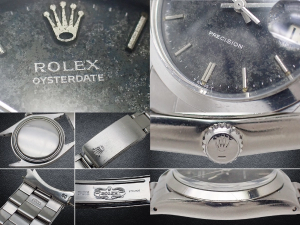 ロレックス オイスターデイト Ref.6694 Cal.1225 SS ブラックダイヤル 3連リベットブレス 手巻き 2025年OH済 時計店修理明細・ギャラ・ヴィンテージボックス付属 ROLEX OYSTER DATE PRECISION [代行おまかせコース]