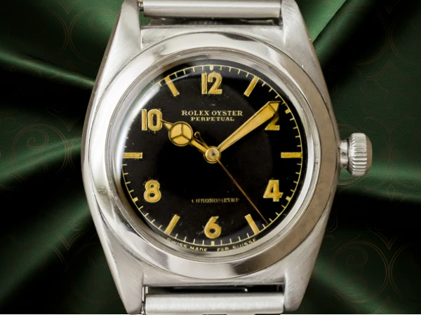 ロレックス バブルバック Ref.3134 ブラックダイヤル ゴールドレター 社外ジュビリーブレス仕様 ROLEX Bubble-Back [ 代行おまかせコース ]