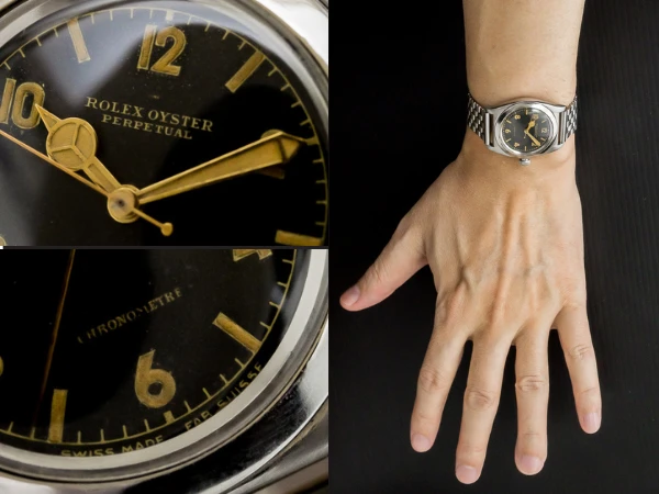 ロレックス バブルバック Ref.3134 ブラックダイヤル ゴールドレター 社外ジュビリーブレス仕様 ROLEX Bubble-Back [ 代行おまかせコース ]