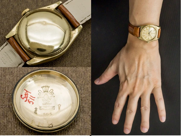 ロレックス バブルバック Ref.5015 10KYG 飛びアラビア エンジンターンドベゼル 本体重量36g GF尾錠 ROLEX Bubble-Back [ 代行おまかせコース ]