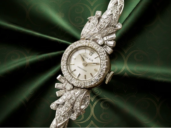ロレックス レディース 豪華ダイヤ取り巻き プレシジョン プチラウンド 18KWGケース 手巻き アンティーク ROLEX [ 代行おまかせコース ]