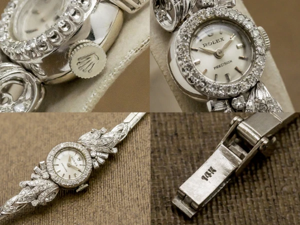 ロレックス レディース 豪華ダイヤ取り巻き プレシジョン プチラウンド 18KWGケース 手巻き アンティーク ROLEX [ 代行おまかせコース ]