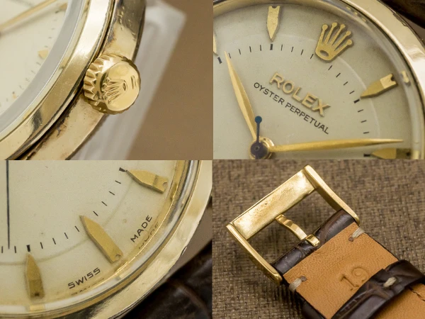 ロレックス セミバブルバック オイスターパーペチュアル Ref.6332 40ミクロンGFケース パウダーホワイトダイヤル リーフハンド ヴィンテージ ROLEX Semi-Bubbleback [ 代行おまかせコース ]