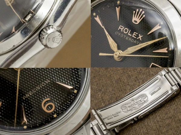 ロレックス ボーイズ オイスターデイト Ref.6466 ブラック ギョウシェ ダイヤル 3連 リベットブレス仕様 ROLEX OYSTERDATE [ 代行おまかせコース ]