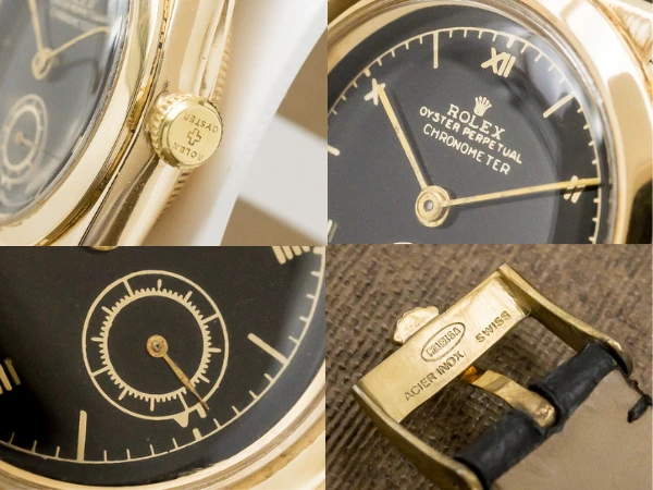 ロレックス バブルバック Ref.3130 14KYG 重量45g ブラックダイヤル 社外アリゲーターベルト GF尾錠 付き ROLEX Bubble-Back [ 代行おまかせコース ]