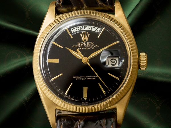 ロレックス オイスターパーペチュアル デイデイト Ref.6611B 18KYG イタリア語表記 レアモデル ROLEXクロコベルト&GF尾錠付き OH済み 総重量58g ヴィンテージ ロレックス [ 代行おまかせコース ]