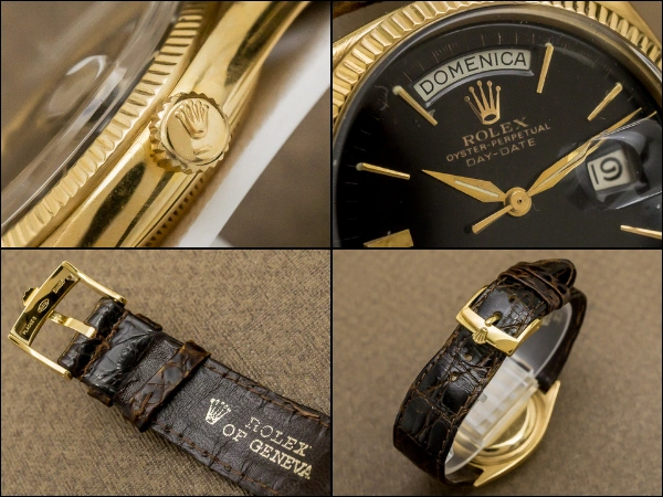 ロレックス オイスターパーペチュアル デイデイト Ref.6611B 18KYG イタリア語表記 レアモデル ROLEXクロコベルト&GF尾錠付き OH済み 総重量58g ヴィンテージ ロレックス [ 代行おまかせコース ]