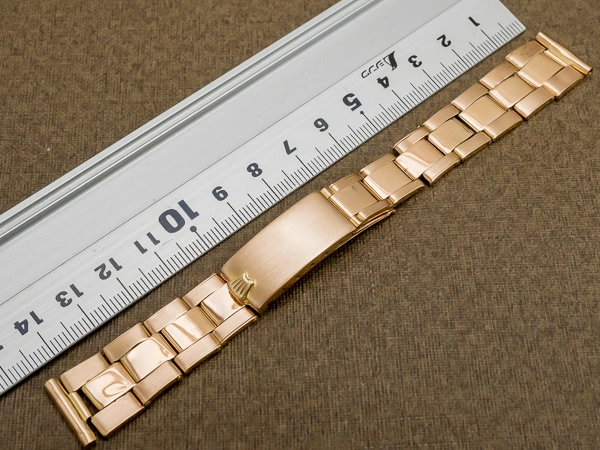 ロレックス 14KPG エクステンションリベットブレス 11コマ 飛び出し王冠バックル 総重量29g ストレート管 17mm仕様 ROLEX Vintage [代行おまかせコース]