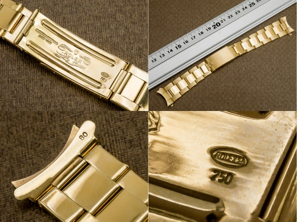 ロレックス 18KYG リベットブレス 12コマ 飛び出し王冠バックル 総重量50.6g 20mm仕様 ROLEX [代行おまかせコース]