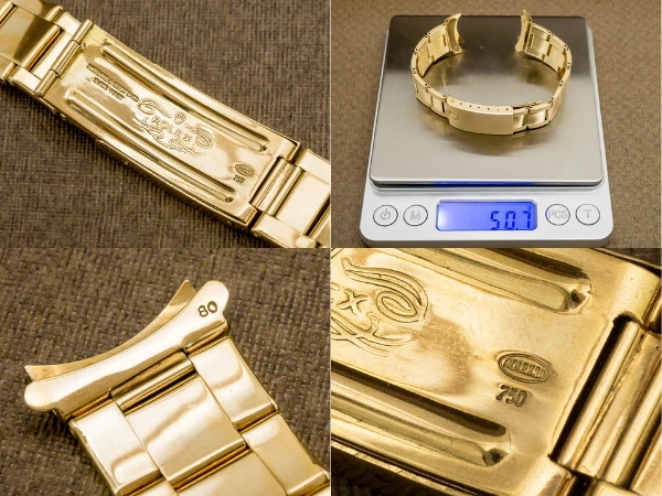 ロレックス 18KYG リベットブレス 12コマ 飛び出し王冠バックル 総重量50.7g 20mm仕様 ROLEX [代行おまかせコース]