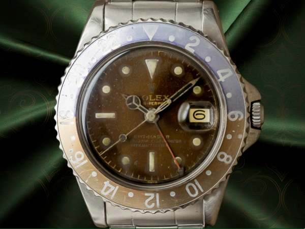 ロレックス GMT-MASTER Ref.1675 OCC ブラウン ミラーダイヤル PCGケース 赤青ベゼル ヴィンテージリベットブレスレット ROLEX [ 代行おまかせコース ]