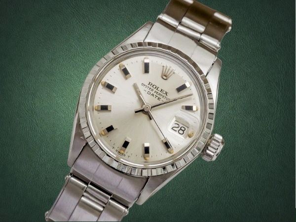 ロレックス レディース オイスターパーペチュアル デイト シルバーダイヤル エングレーブベゼル リベットブレス仕様 ROLEX PERPETUAL DATE  [ 代行おまかせコース ]