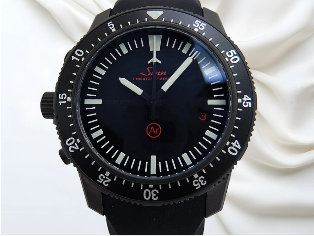 ジン EZM1.1S 世界限定500本 クロノグラフ ミッションタイマー SS ブラックダイヤル シリコンストラップ装着 オートマチック BOX・ギャラ等付属 Sinn [代行おまかせコース]