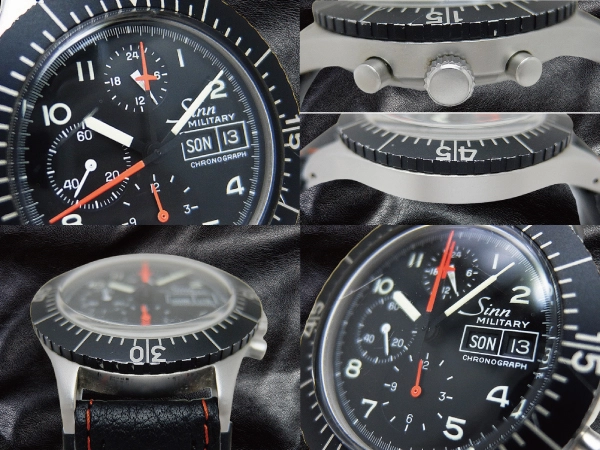 ジン 156B ミリタリー クロノグラフ SS ブラックダイヤル デイデイト 社外レザー装着 オートマチック Sinn 156B CHRONOGRAPH [代行おまかせコース]
